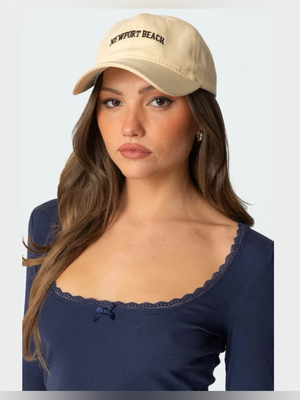 WOMEN’s NEWPORT BEACH Baseball Hat by Edikted Cream NWT